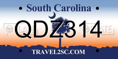QDZ314 South Carolina License Plate