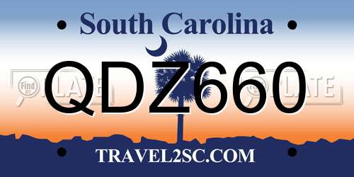 QDZ660 South Carolina License Plate
