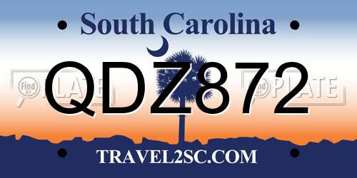QDZ872 South Carolina License Plate
