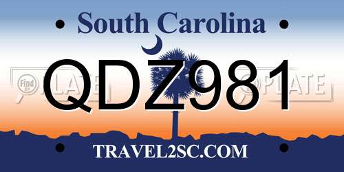 QDZ981 South Carolina License Plate
