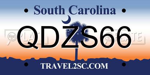 QDZS66 South Carolina License Plate