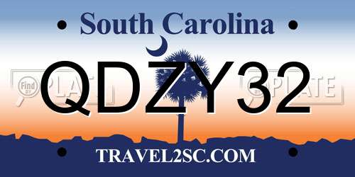 QDZY32 South Carolina License Plate