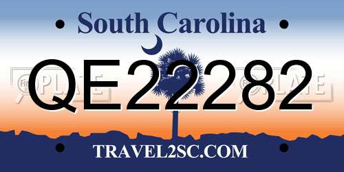 QE22282 South Carolina License Plate