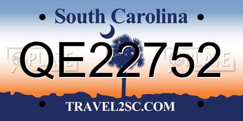 QE22752 South Carolina License Plate