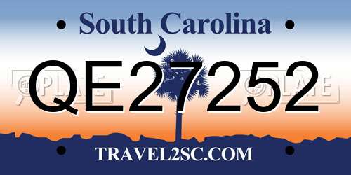 QE27252 South Carolina License Plate