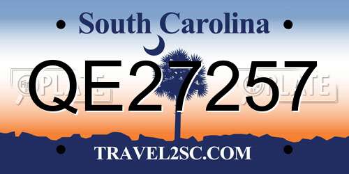 QE27257 South Carolina License Plate