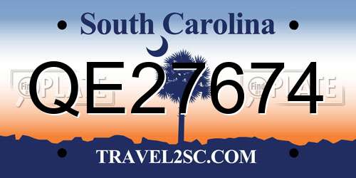 QE27674 South Carolina License Plate