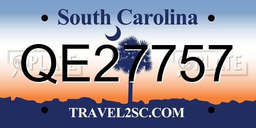 QE27757 South Carolina License Plate