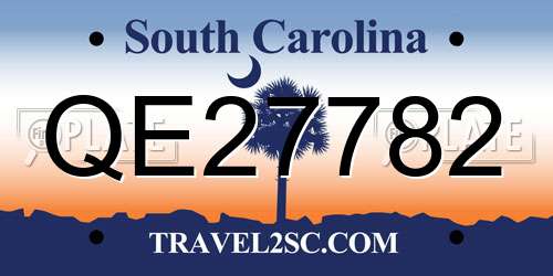 QE27782 South Carolina License Plate