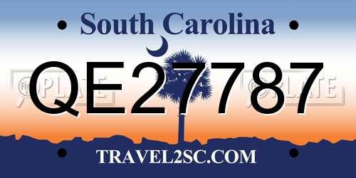QE27787 South Carolina License Plate