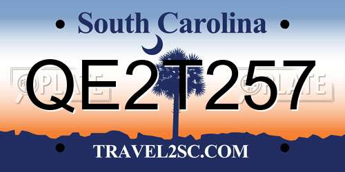 QE2T257 South Carolina License Plate