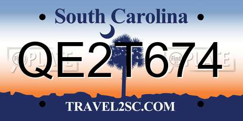QE2T674 South Carolina License Plate