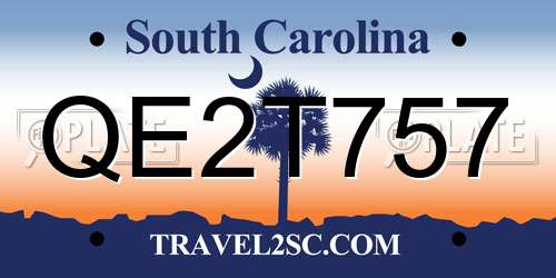 QE2T757 South Carolina License Plate