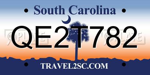 QE2T782 South Carolina License Plate