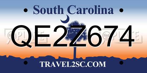 QE2Z674 South Carolina License Plate