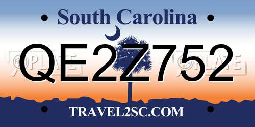 QE2Z752 South Carolina License Plate