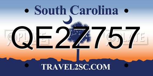 QE2Z757 South Carolina License Plate