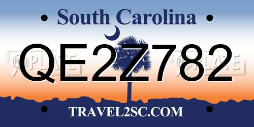QE2Z782 South Carolina License Plate