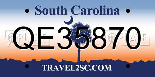 QE35870 South Carolina License Plate