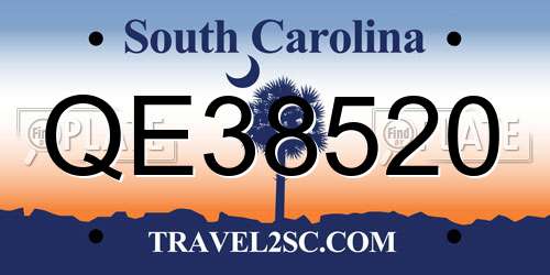 QE38520 South Carolina License Plate