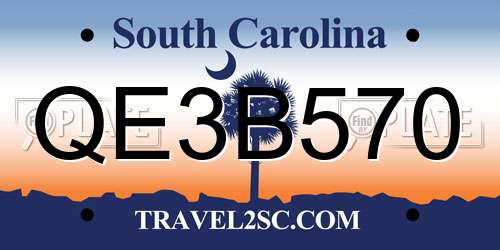QE3B570 South Carolina License Plate