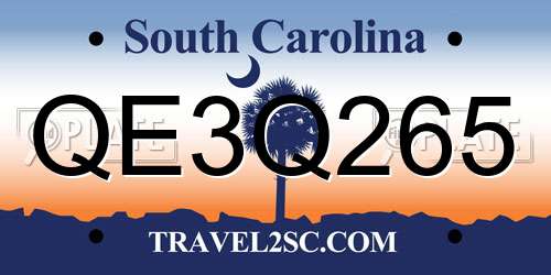 QE3Q265 South Carolina License Plate