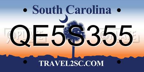 QE5S355 South Carolina License Plate