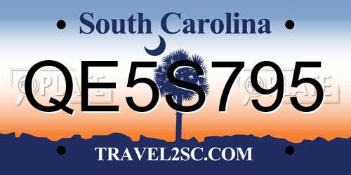 QE5S795 South Carolina License Plate