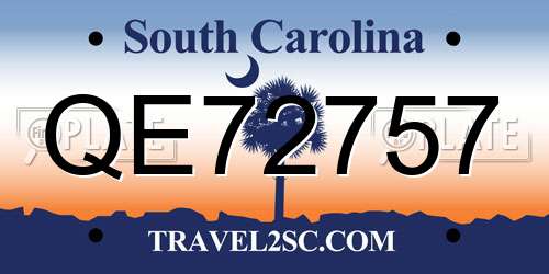 QE72757 South Carolina License Plate