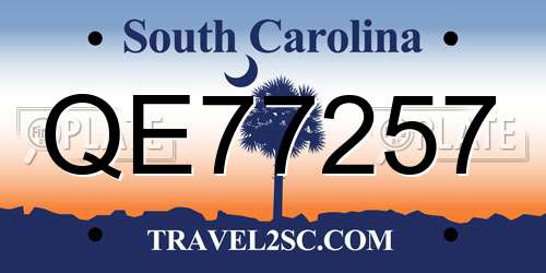 QE77257 South Carolina License Plate