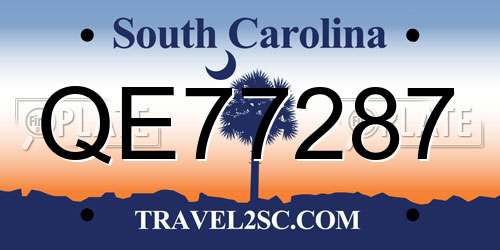QE77287 South Carolina License Plate