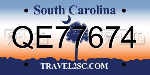 QE77674 South Carolina License Plate