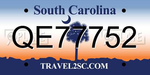 QE77752 South Carolina License Plate