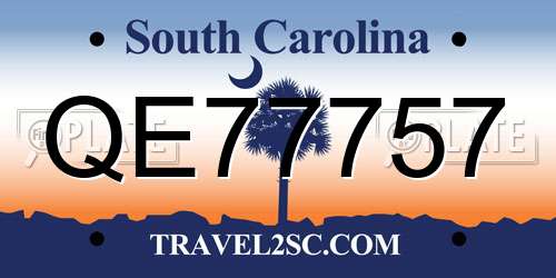 QE77757 South Carolina License Plate