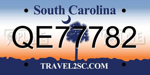 QE77782 South Carolina License Plate