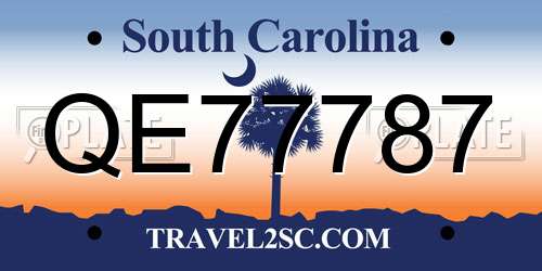 QE77787 South Carolina License Plate