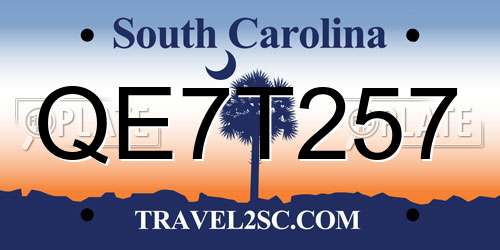 QE7T257 South Carolina License Plate