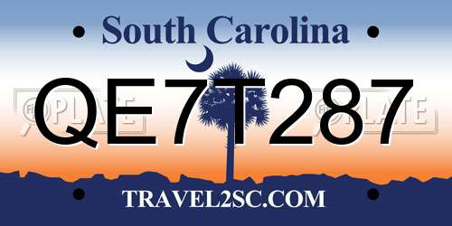 QE7T287 South Carolina License Plate