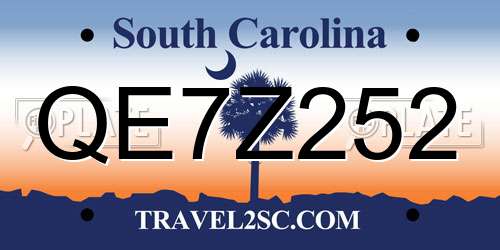 QE7Z252 South Carolina License Plate