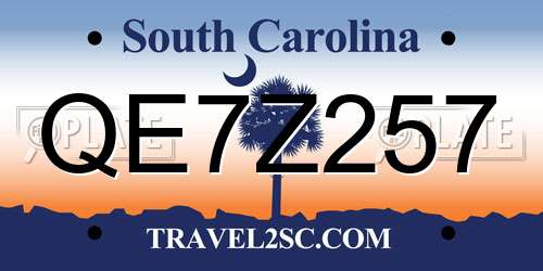 QE7Z257 South Carolina License Plate
