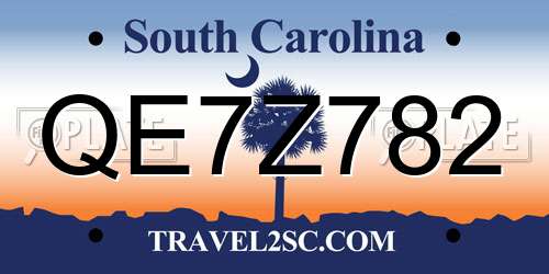 QE7Z782 South Carolina License Plate