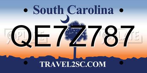 QE7Z787 South Carolina License Plate