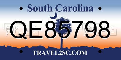 QE85798 South Carolina License Plate