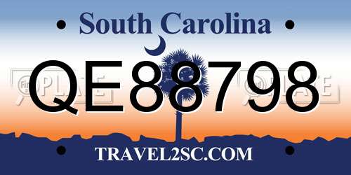 QE88798 South Carolina License Plate