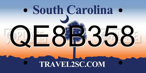 QE8B358 South Carolina License Plate