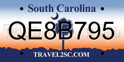 QE8B795 South Carolina License Plate