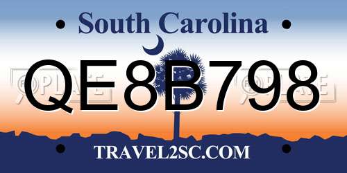 QE8B798 South Carolina License Plate