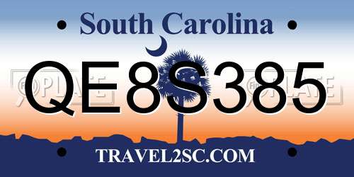 QE8S385 South Carolina License Plate