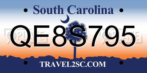 QE8S795 South Carolina License Plate