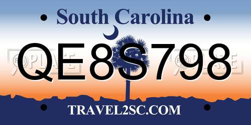 QE8S798 South Carolina License Plate